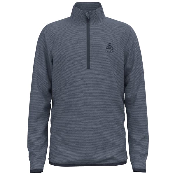 Sweat polaire randonnée ODLO ROY KIDS STRIPE MIDLAYER 1/2 ZIP FOLKSTONE GRAY/INDIA INK
