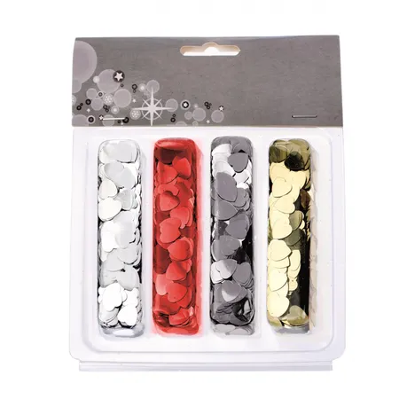 Glorex Pailletten Herzen sortiert irisierend, rot, gold, silber