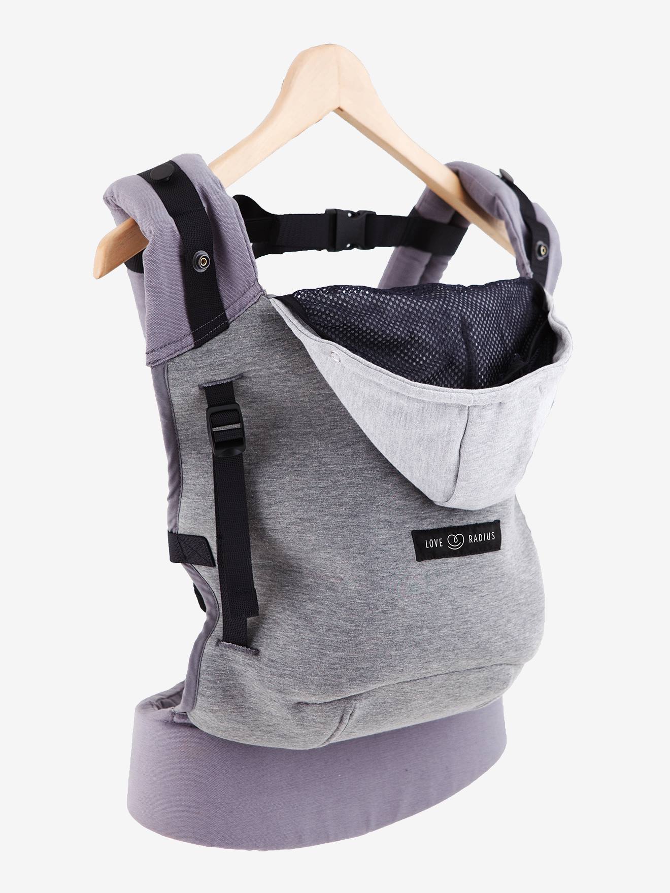Mochila com capuz + Encosto de cabeça e assento elevatório LOVE RADIUS em cinza escuro liso
