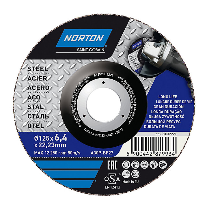 Disque de meulage métal Norton 125x6x22,2 mm