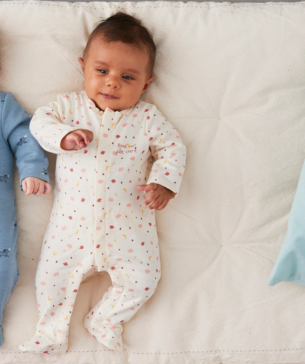 DORS BIEN EN COTON BIOLOGIQUE ÉCRU THÈME NUIT