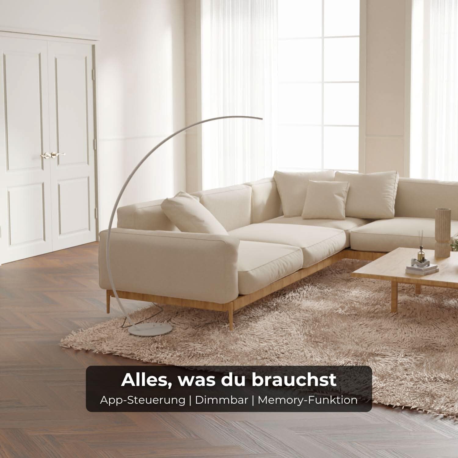 Stehlampe Bogenlampe 'Mavea' dimmbar LED Wohn & Schlafzimmer Bogenleuchte Leselampe Bogenstehlampe Smart Home Amazon Alexa Google Home Tuya