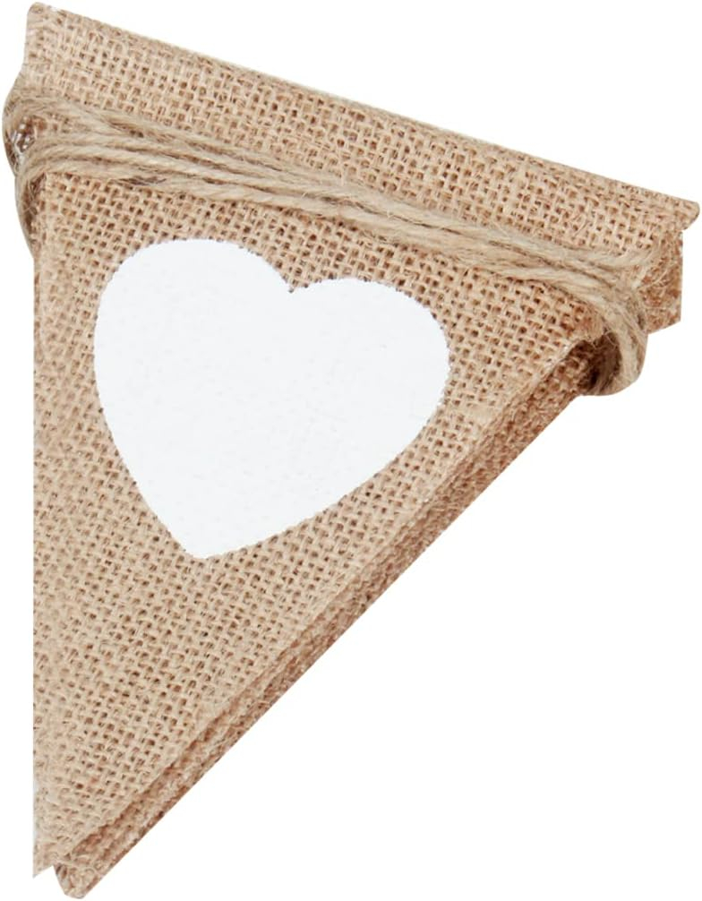 (310cm) Jute Wimpelkette Party Dekoration Fahnen Girlande Accessoire Banner - Herz