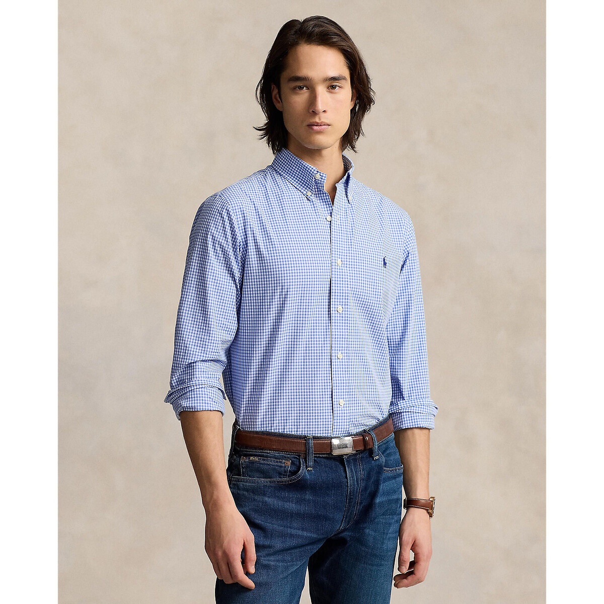 POLO RALPH LAUREN<br>Camisa ajustada em popeline elástica