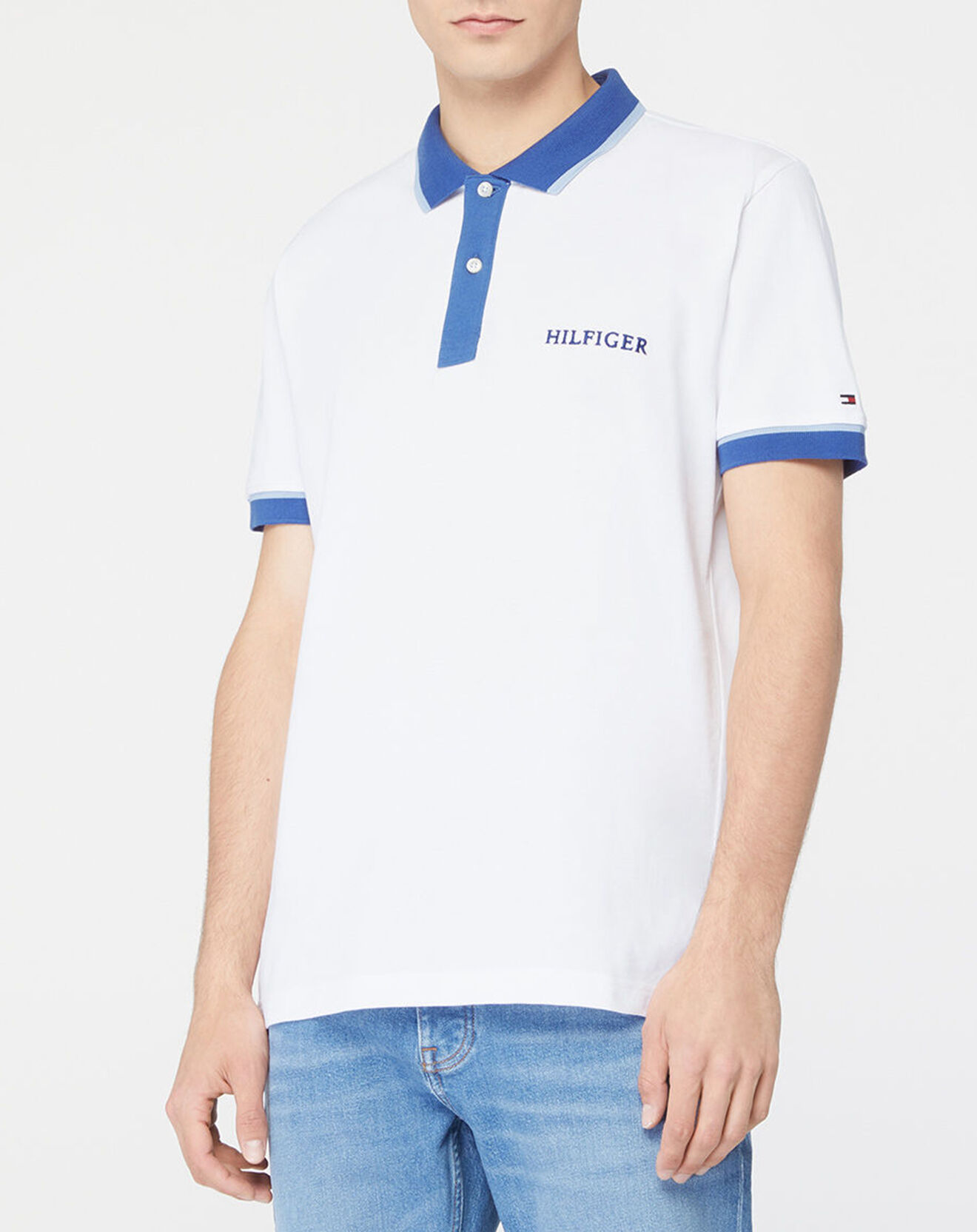 Tommy Hilfiger Polo Floral Collar blanc/bleu