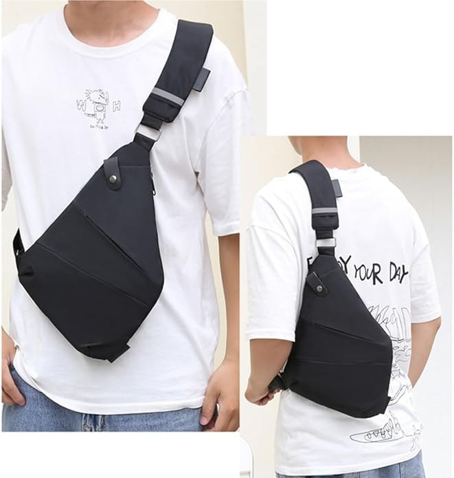 (32x23cm) Unisex Schultertasche Fashion Crossbody Sling Bag - Schwarz