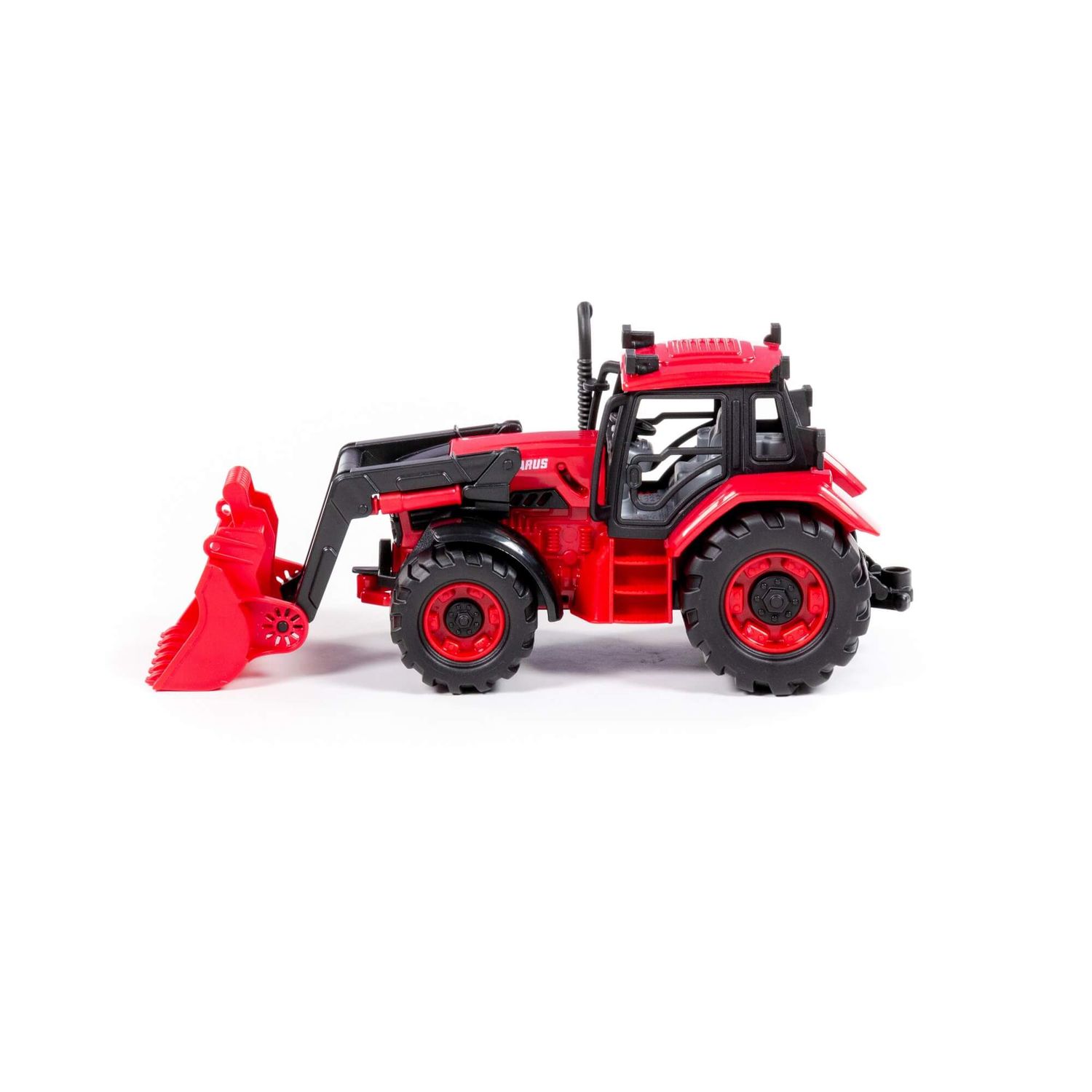 Polesie Spielzeug Traktor Radlader 91864 Frontlader, Schwungantrieb, Trecker rot