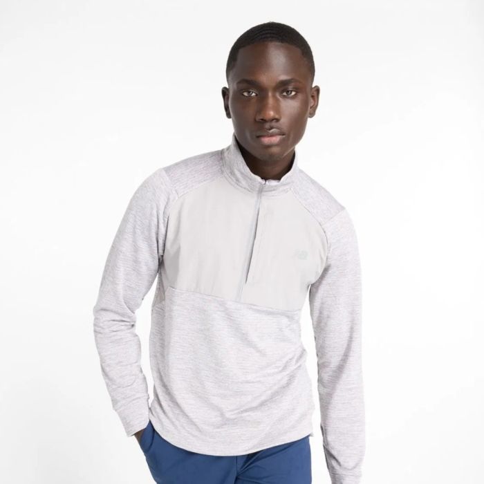 New Balance Herre Trøjer Athletics Heat Grid 1/2 Zip Grå