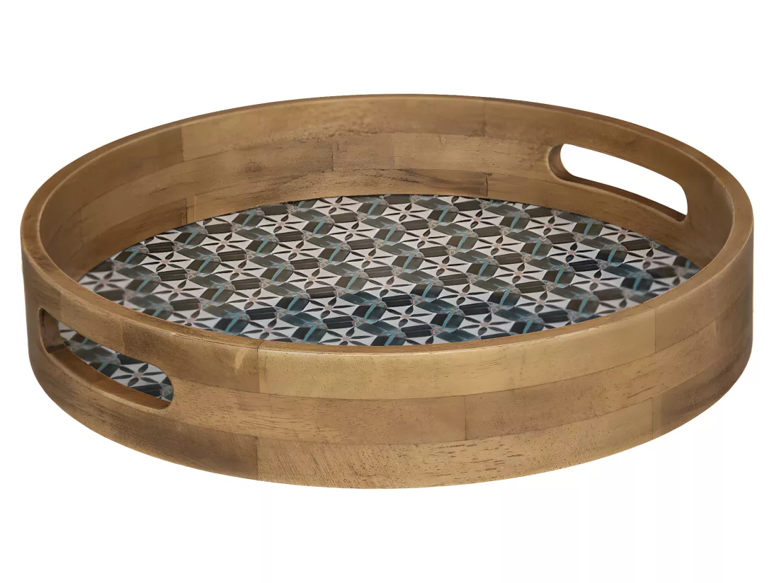 Set de 2 Plateaux en Bois et Verre