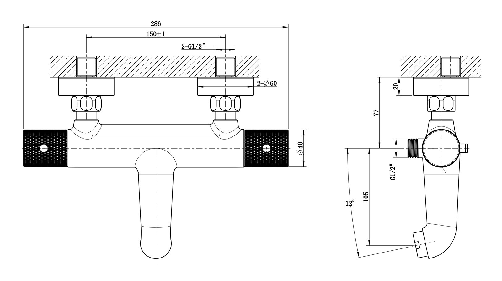 Mueller Clyde thermostatische badmengkraan chroom