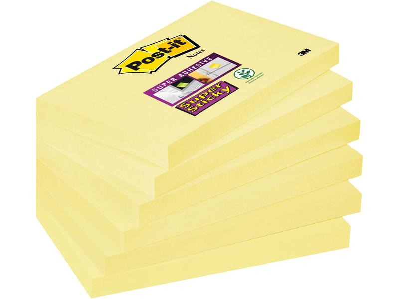Post-it Notizzettel Super Sticky 7.6 x 12.7 cm, 6 Blöcke Haftnotizen
