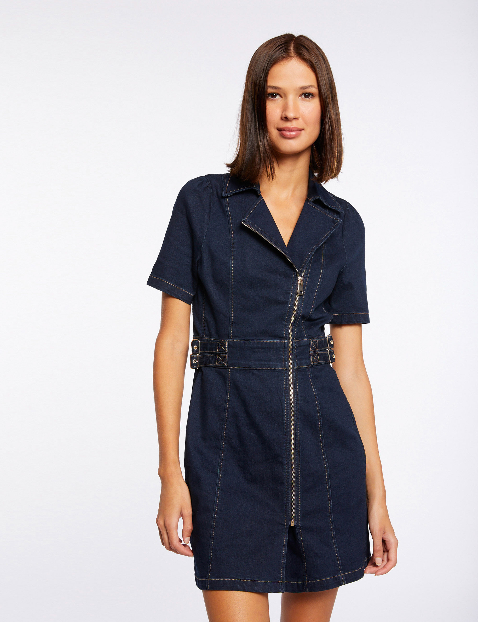 Robe droite zippée en jean jean brut femme - jean_brut