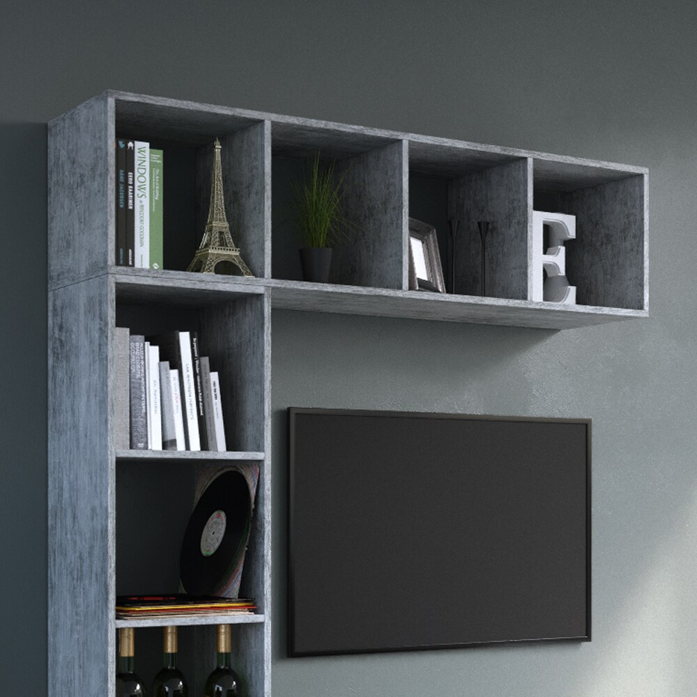 VICCO Raumteiler LUDUS 4 Fächer Grau Beton - Standregal Sideboard Bücherregal