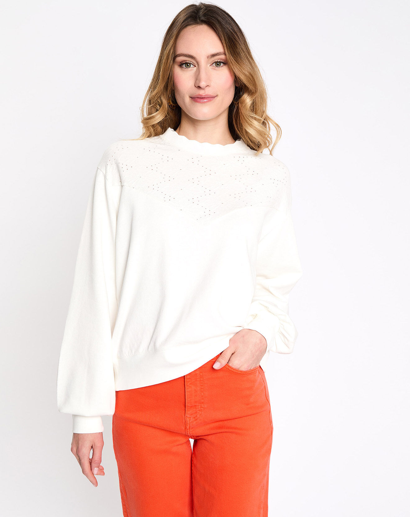 Esprit Sweat brodé ml blanc