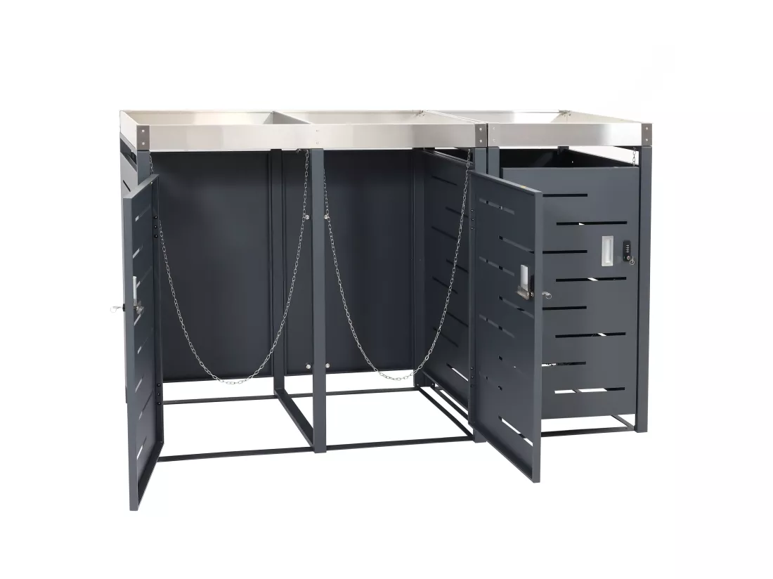 Cache-poubelle pour 3 poubelles MCW-H40b