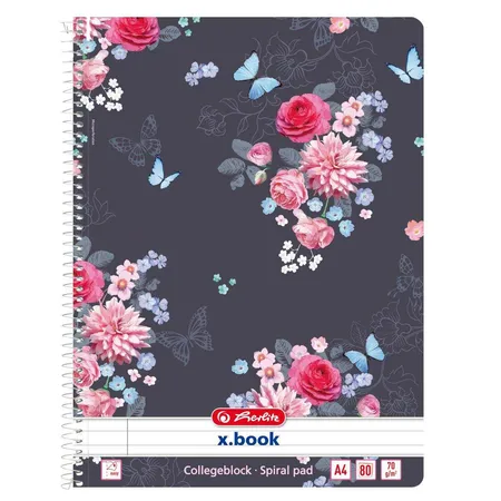 Herlitz Collegebloc LadyLike Flowers, DIN A4, liniert