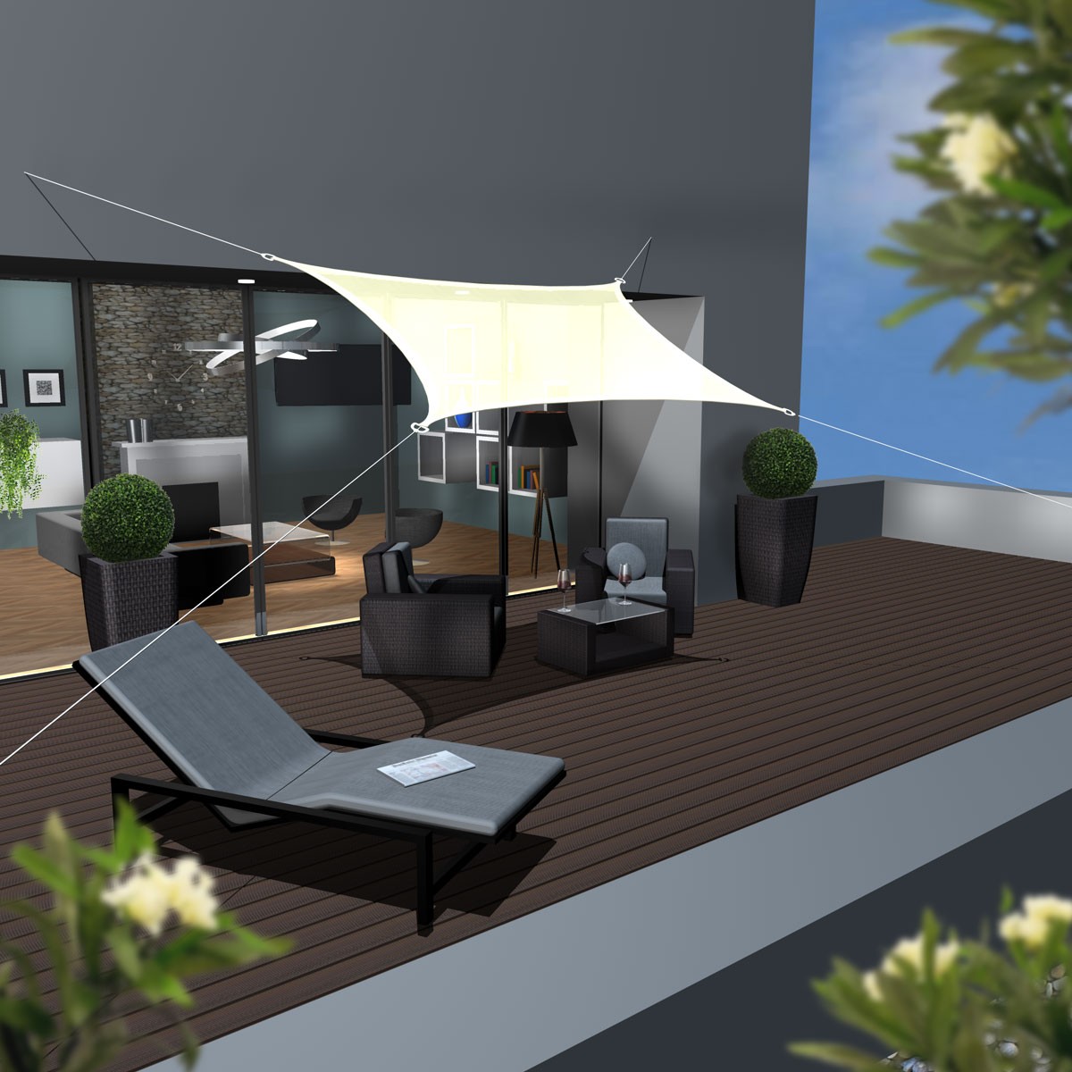 AMANKA 4 x 3 HDPE schaduwdoek - Beige