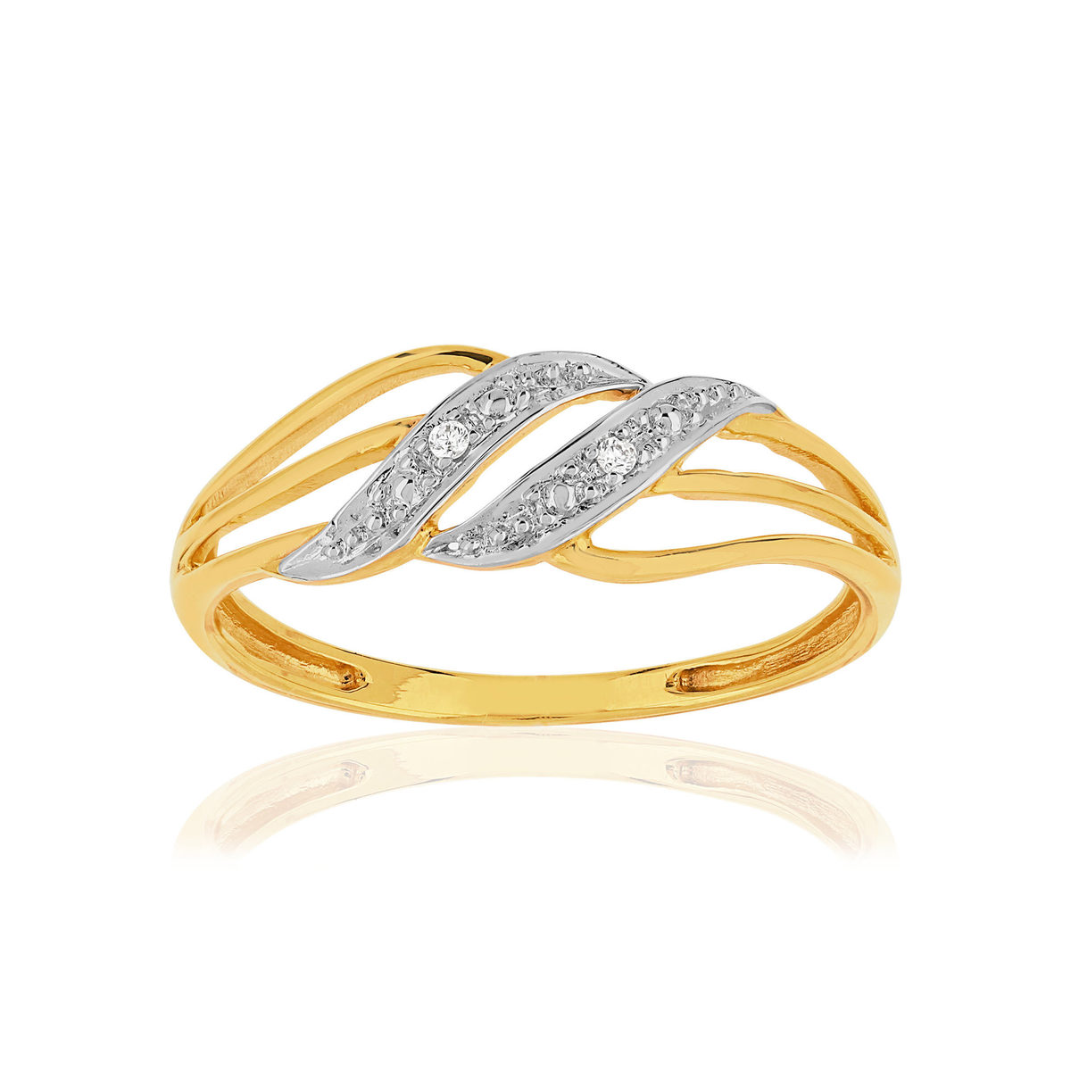 Bague plaqué or 2 tons zirconias