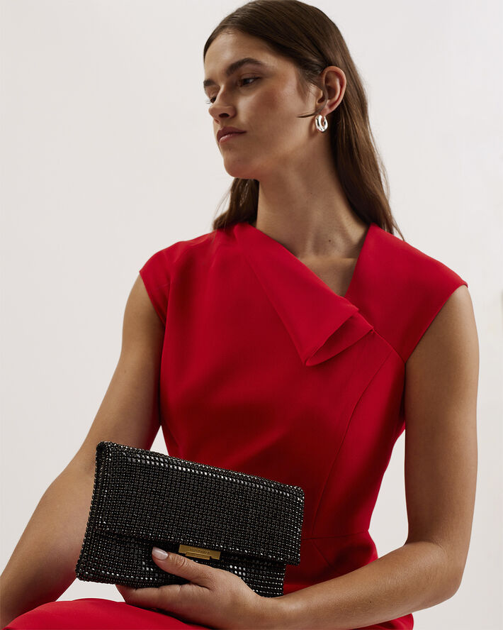 Ted Baker KRISTN Crystal Long Fold Over Cross Black