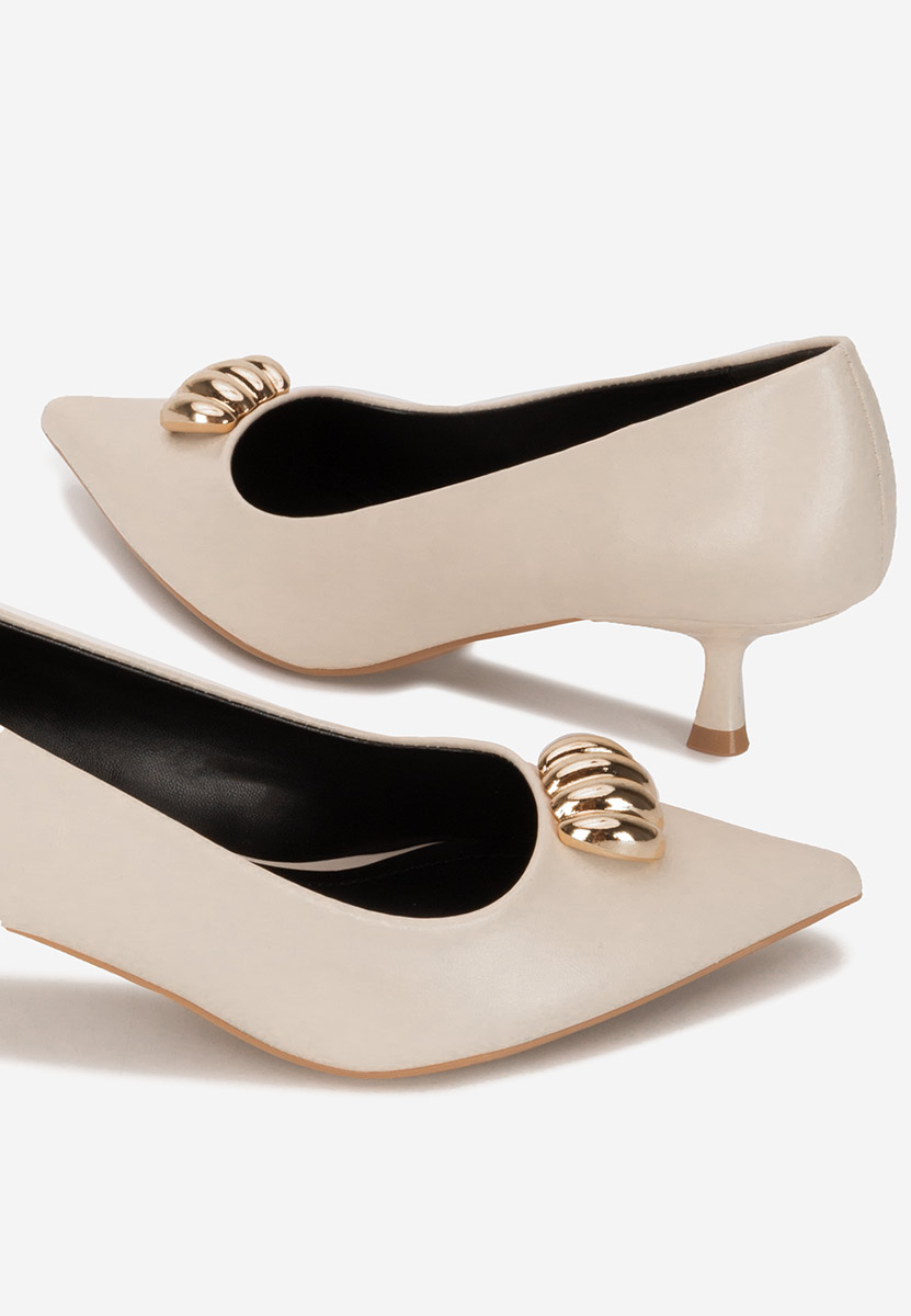 Chaussures à petit talon beige Ruxanda