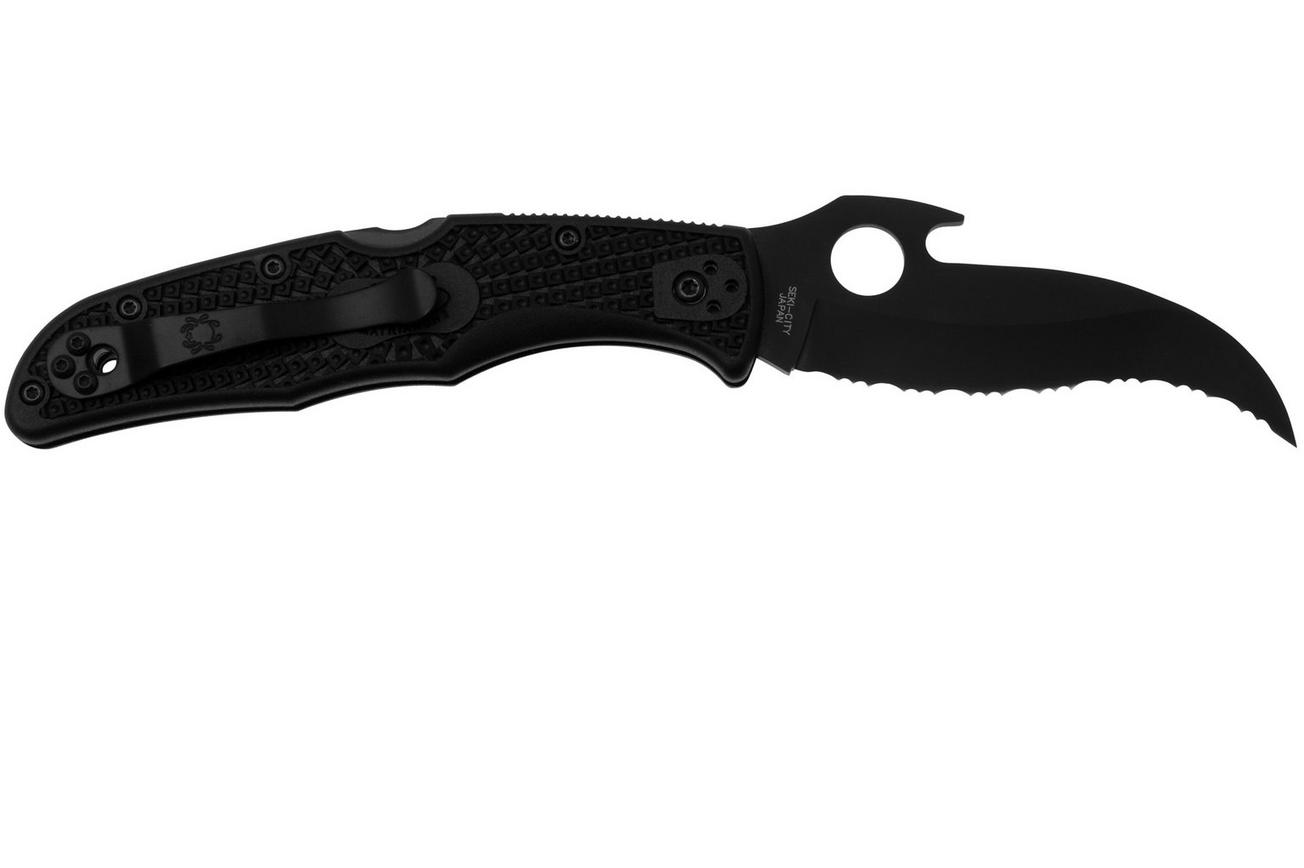Spyderco Matriarch 2 Emerson Opener Black C12SBBK2W Black FRN, serrated zakmes