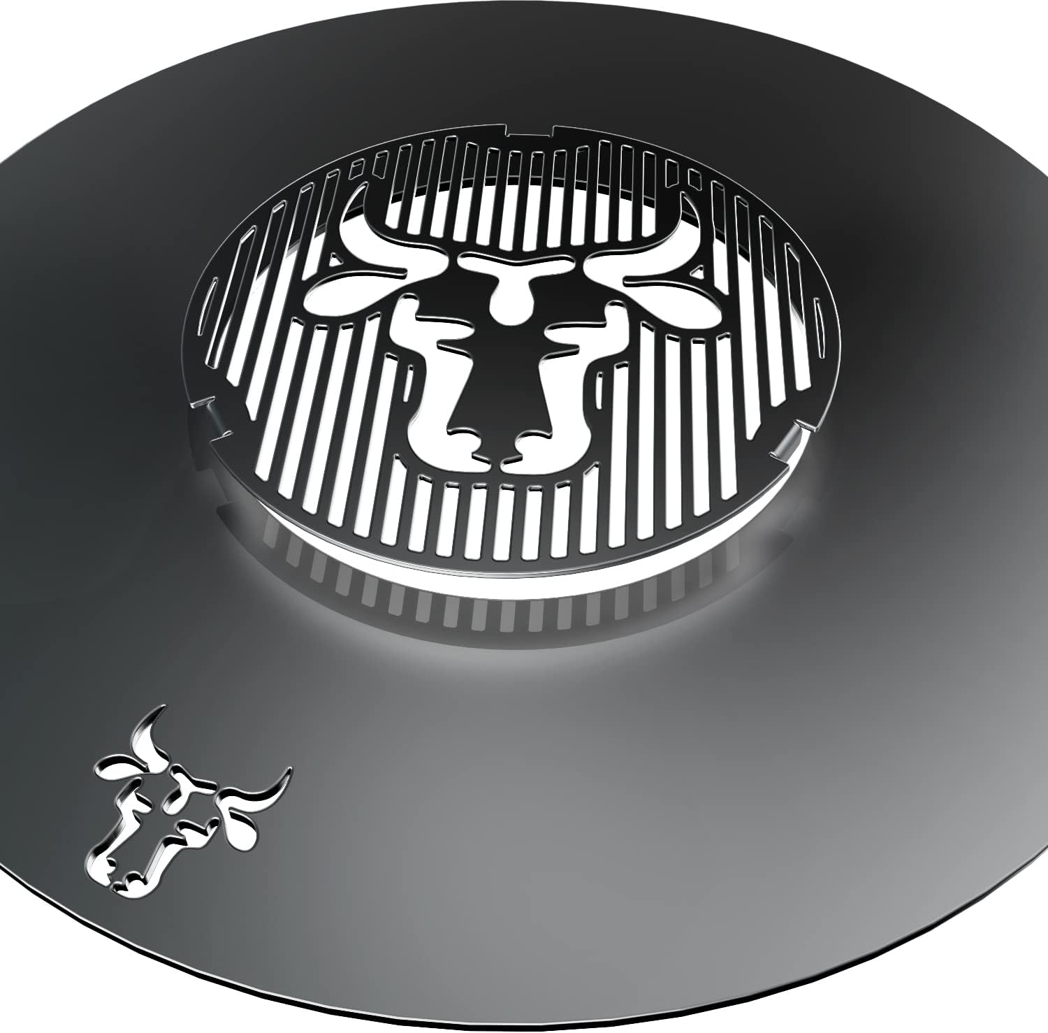 tuning-art GR07 Grillring + Grilleinsatz + Auflageleiste | Rund | Bullenmotiv | Stahl | Plancha, Größe:80er Grillring + Grilleinsatz + Auflageleiste