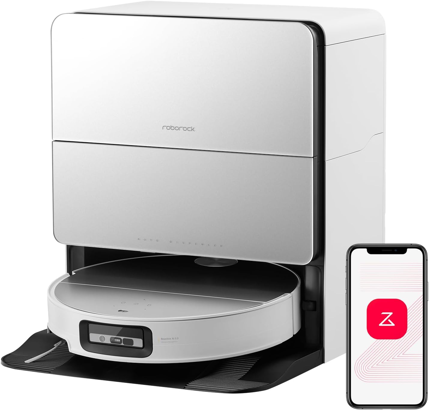 roborock Saros 10 Aspirateur Robot 22000 Pa, Système VibraRise 4.0, Évitement d'obstacles Reactive Al 3.0, Châssis AdaptiLift, Anti-Enchevétrements, Station Tout-en-un (Mise à Niveau du S8 MaxV Ultra)