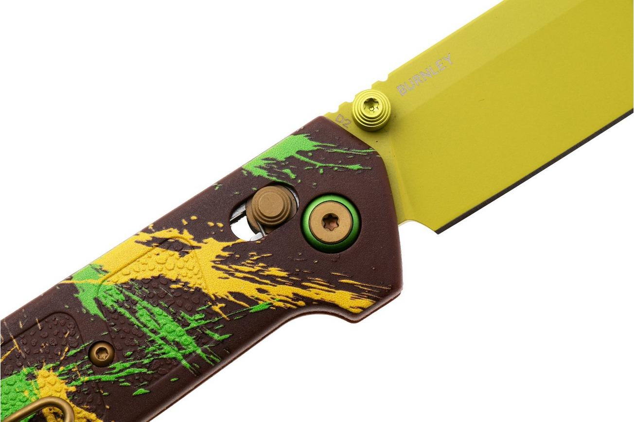Böker Plus Kihon 2 Dubai Chocolate 01BP0038 Pistaccio Green D2, Brown Yellow Green GFN, zakmes, Lucas Burnley design