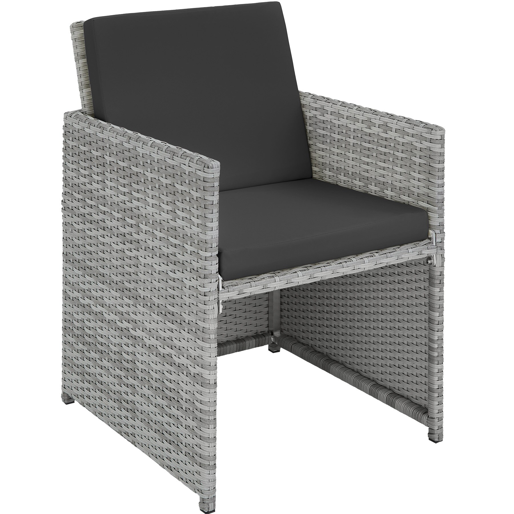 tectake® Rattan Sitzgruppe, mit Aluminiumgestell, wetterfest und UV-beständig, 2 Bezugssets, zusammenschiebbar, inklusive Schutzhülle