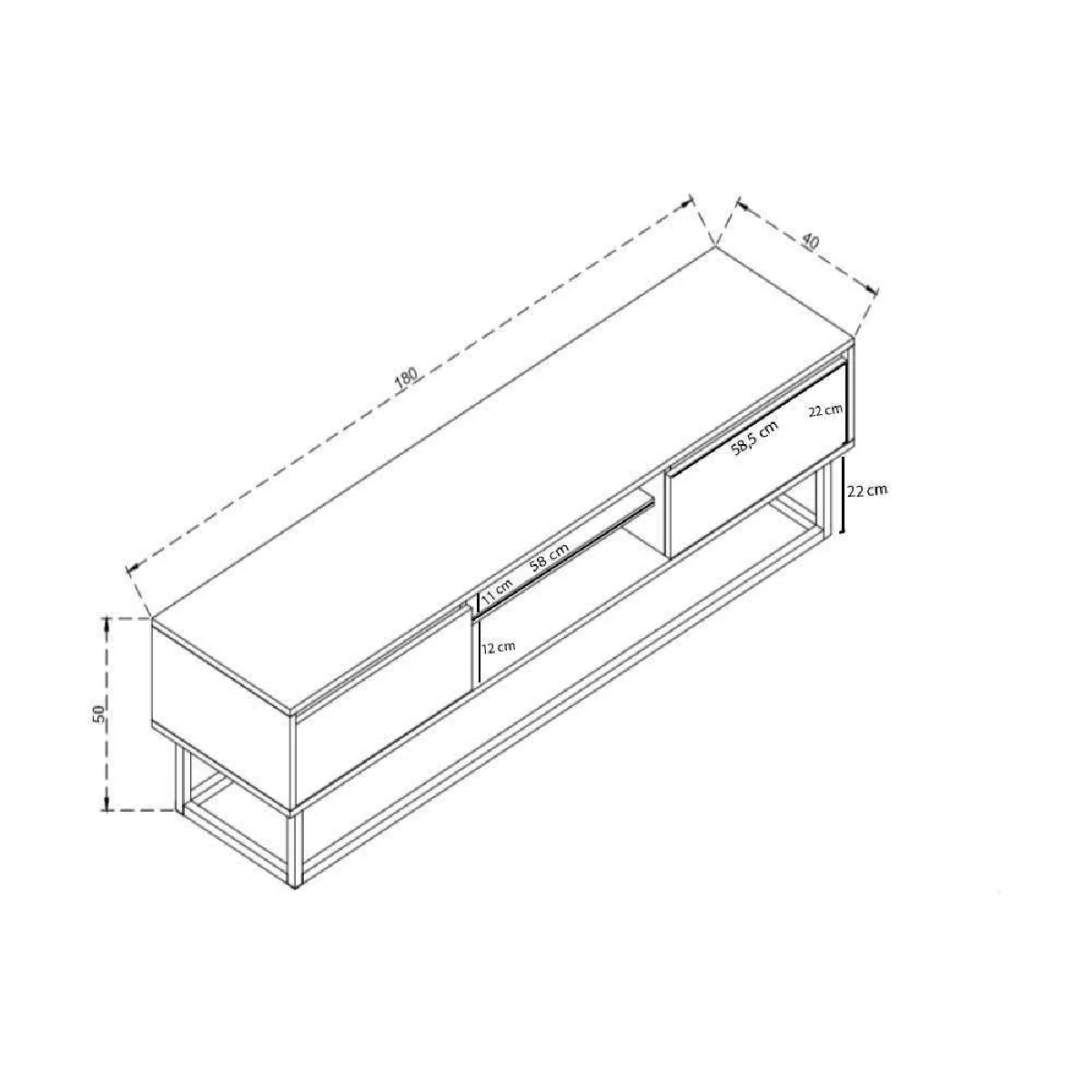 Hanah Home Meuble TV Belinda Noir Pin