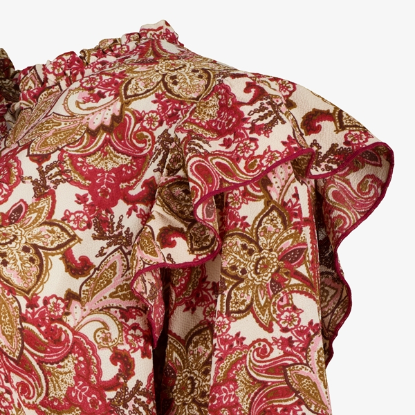 TwoDay dames blouse met ruches bruin/roze