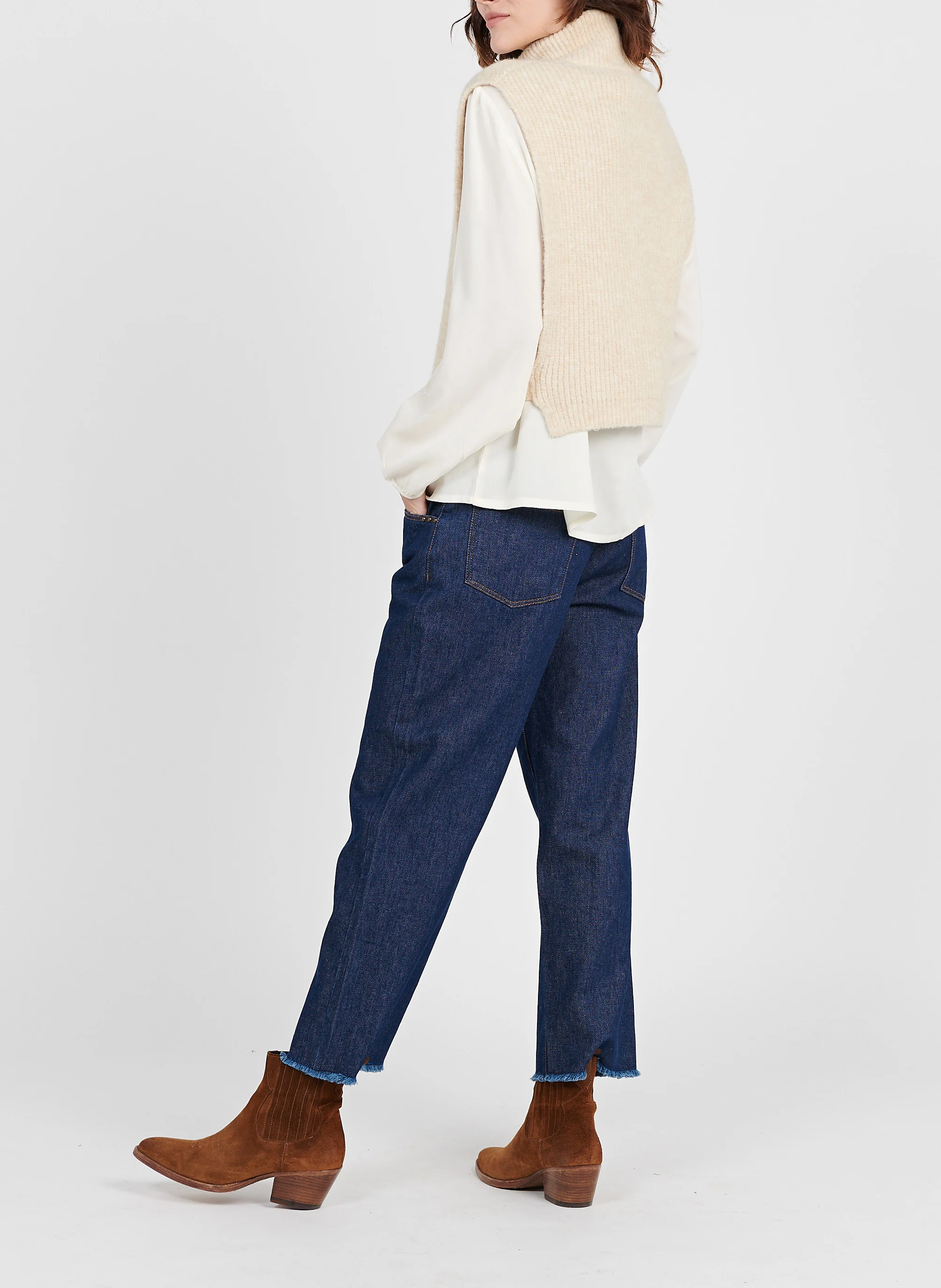 Jean droit cropped | Bleu