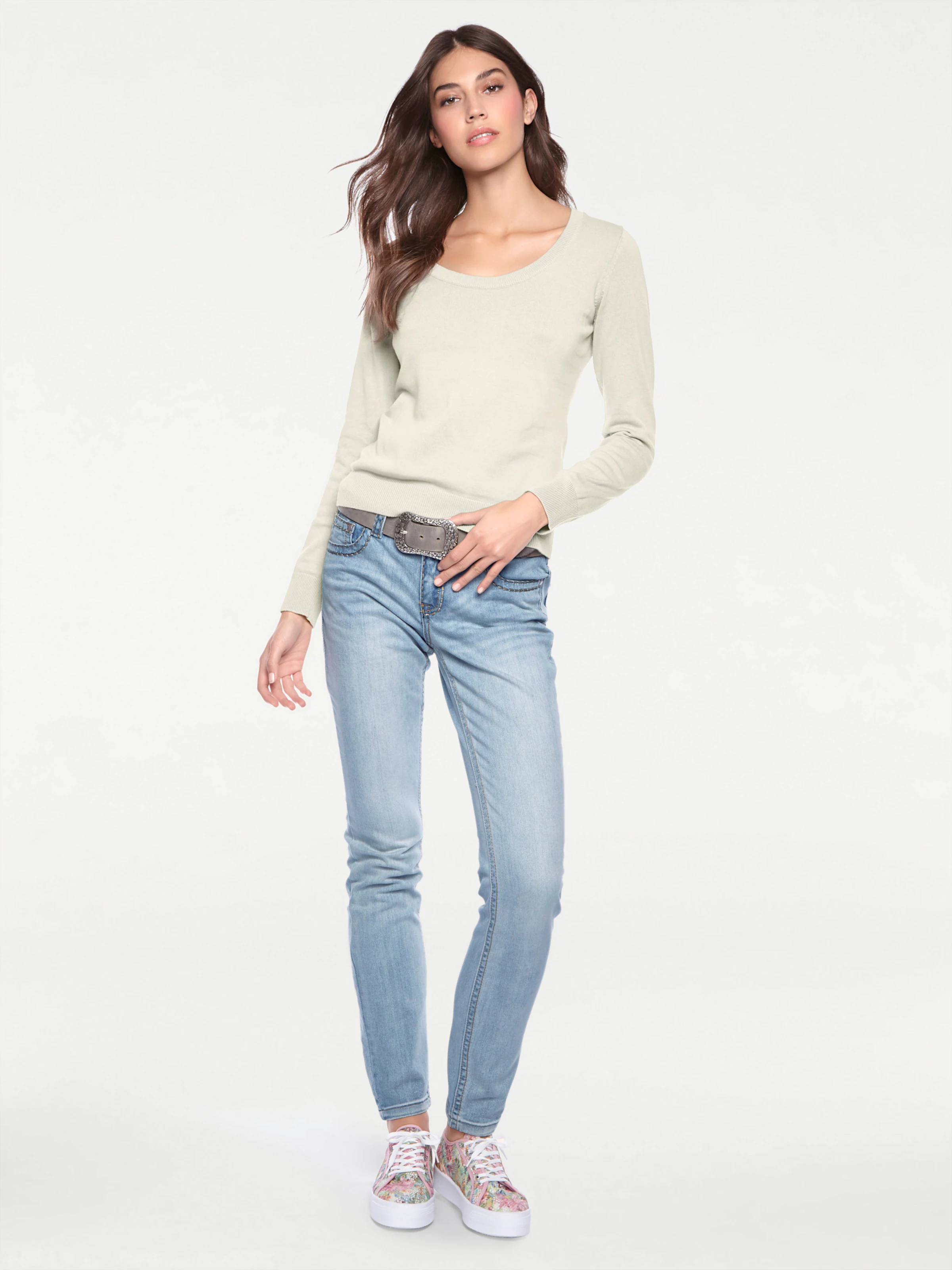 heine Rundhals-Pullover in offwhite