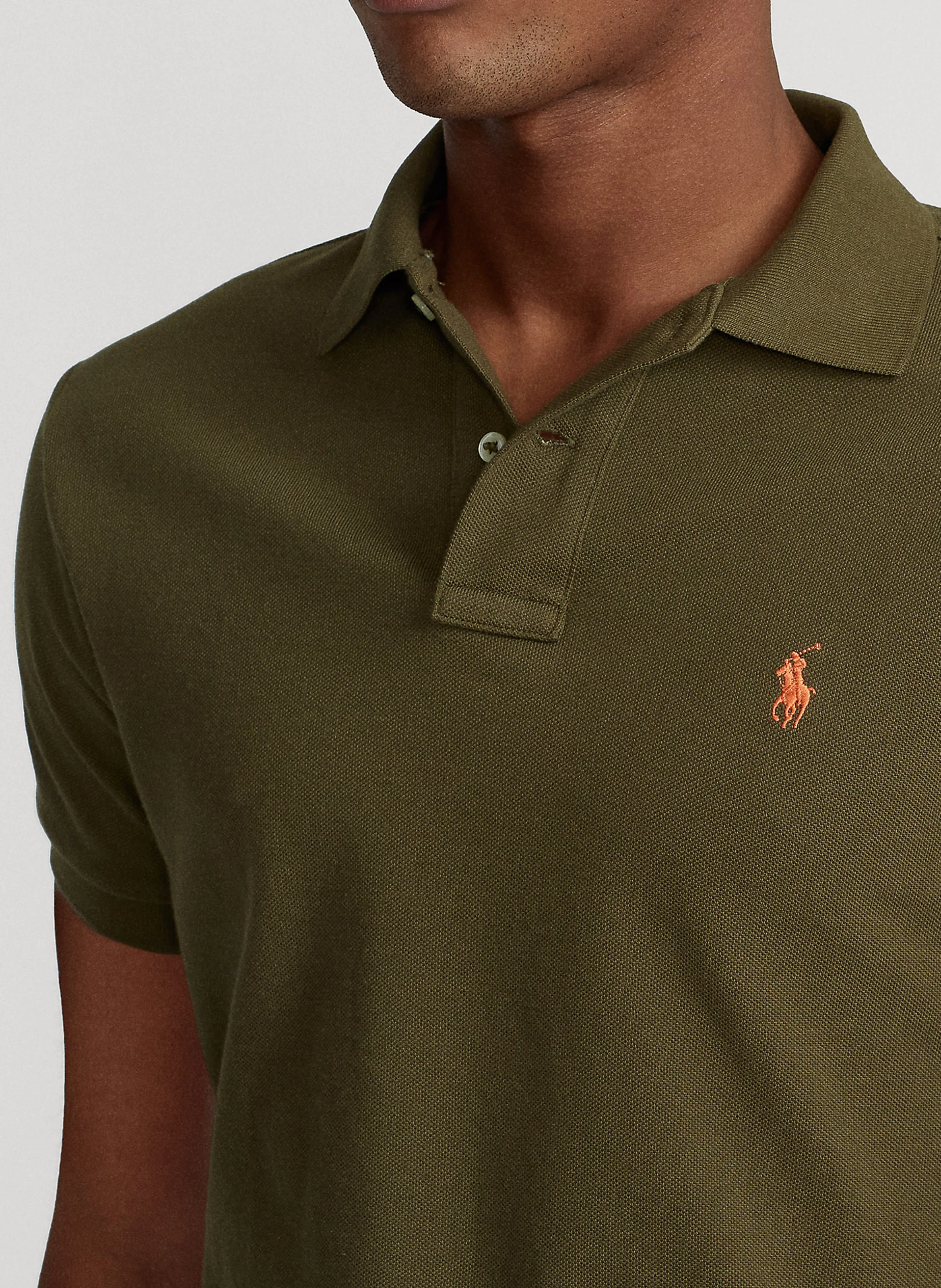 Polo slim-fit en coton piqué | Kaki