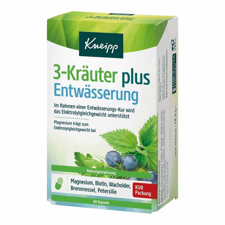 Kneipp 3-Kräuter plus Entwässerung Kapseln, 60 St