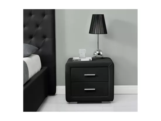 Table de chevet EMY en simili - Noir