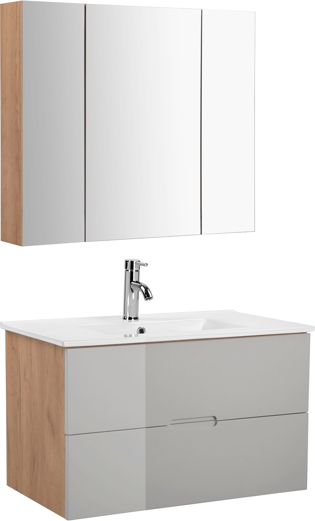 welltime Badmöbel-Set »Lund Badmöbel Set Badschrank Badezimmerset« 3 Stk. tlg.