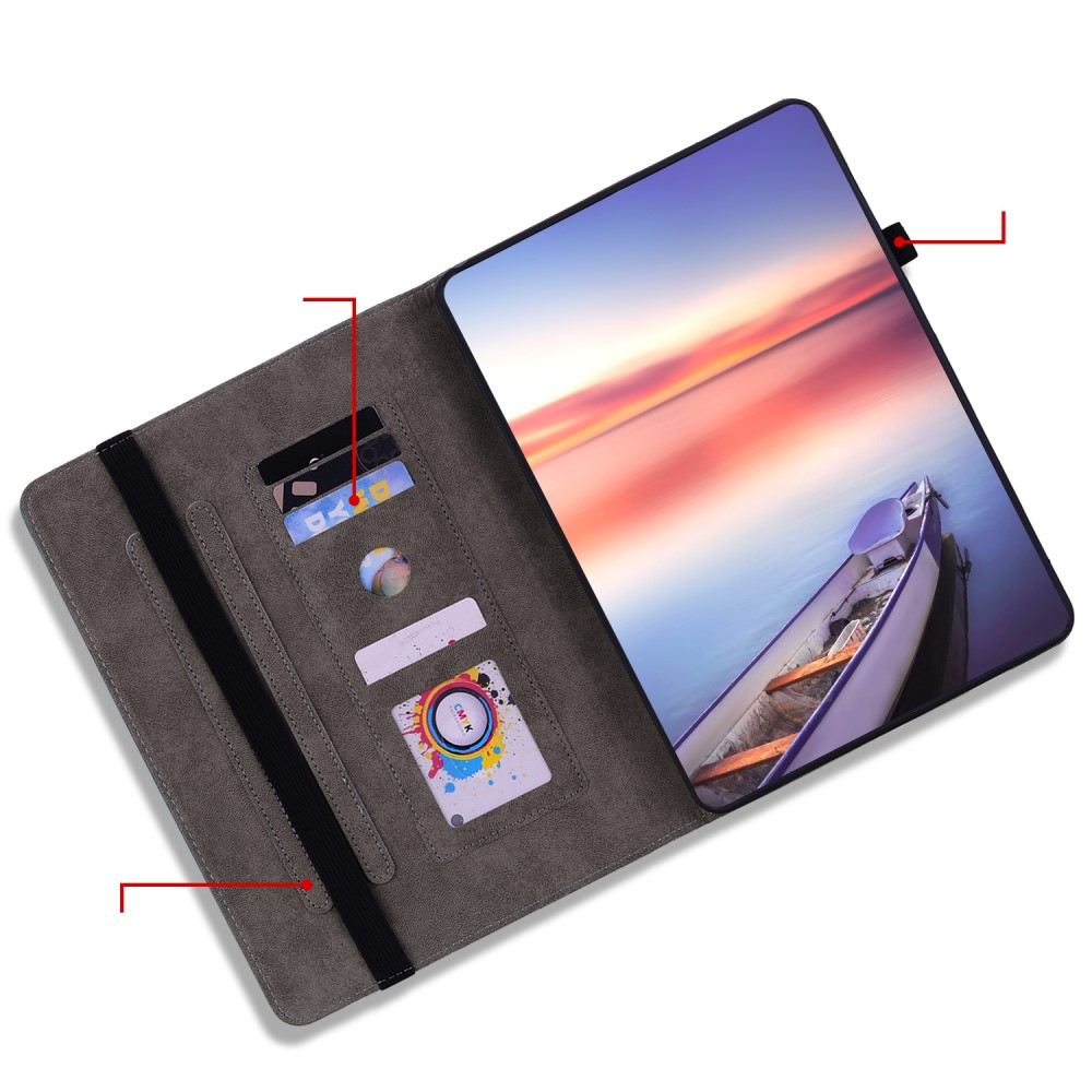 Samsung Galaxy Tab A11 / A9 Leder Tasche Flip Cover Rosen & Schmetterling Imprint - Rosa