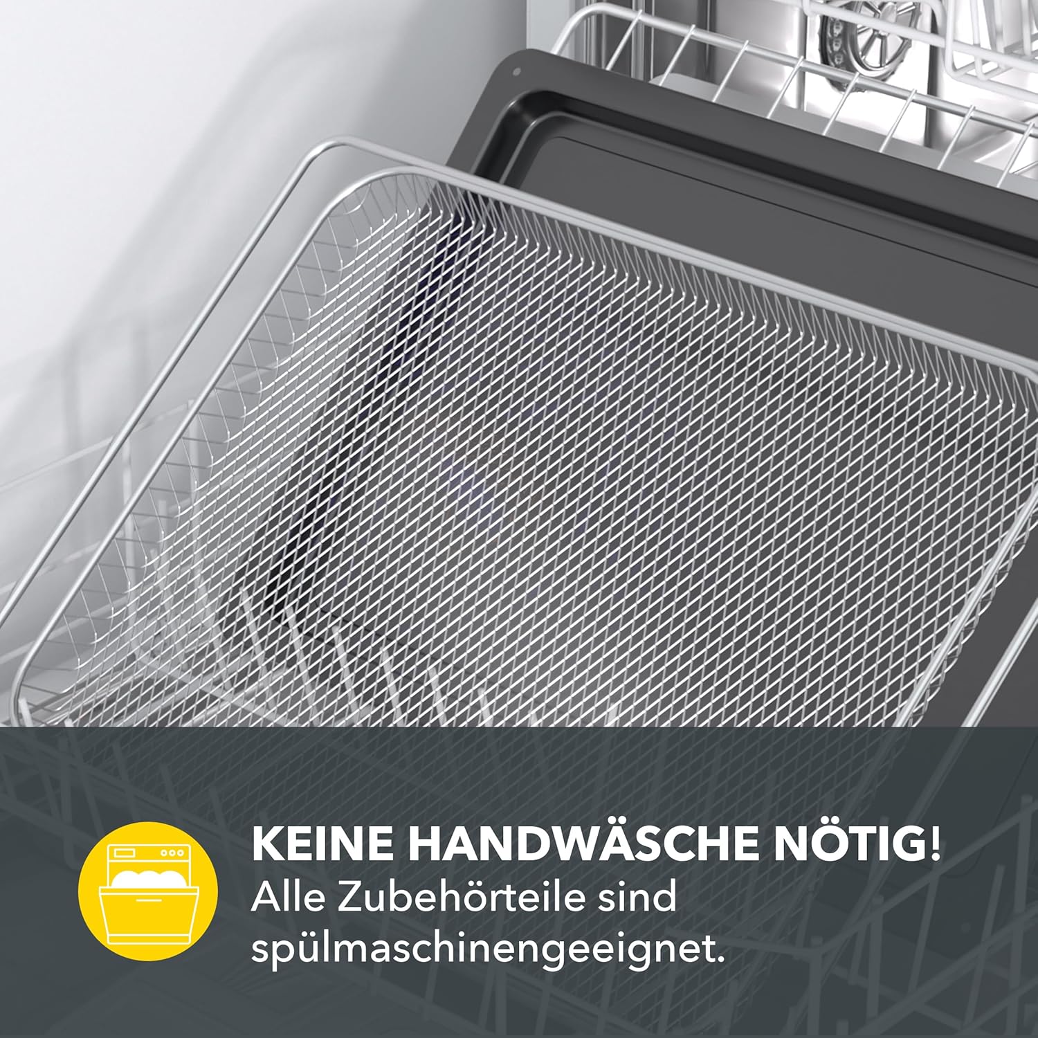 Heinrich´s Minibackofen mit Umluft 30L - Backofen klein mit Drehspieß, Airfryer-Einsatz inkl. Timer, Innenraumbeleuchtung, 100-230 °C, mit großem Sichtfenster, inkl. Zubehör, schwarz, 1600W