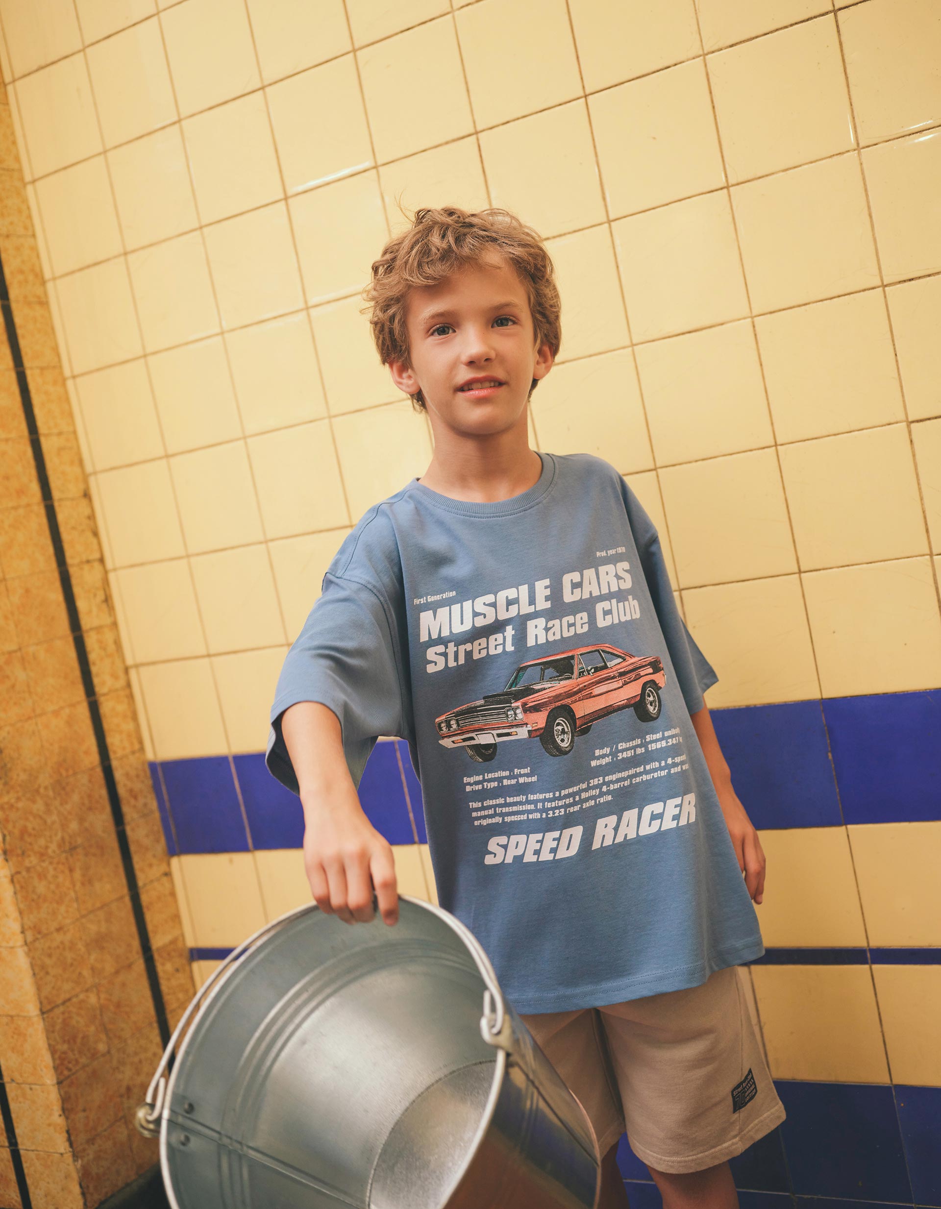 T-shirt Print, Menino, Azul