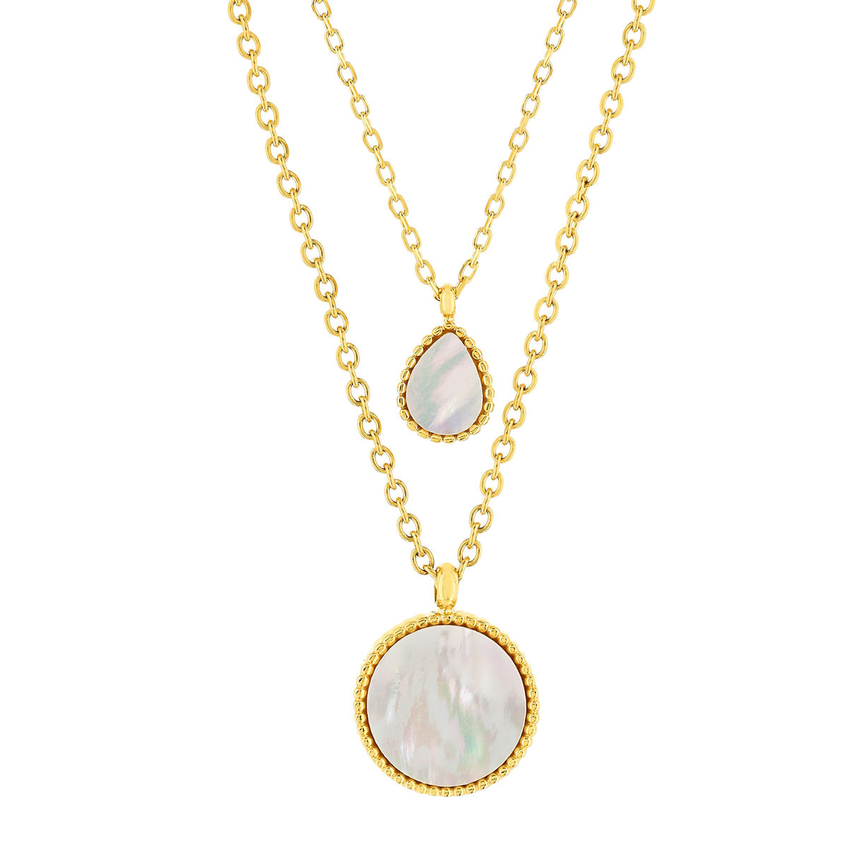 Collier acier jaune nacre 43cm