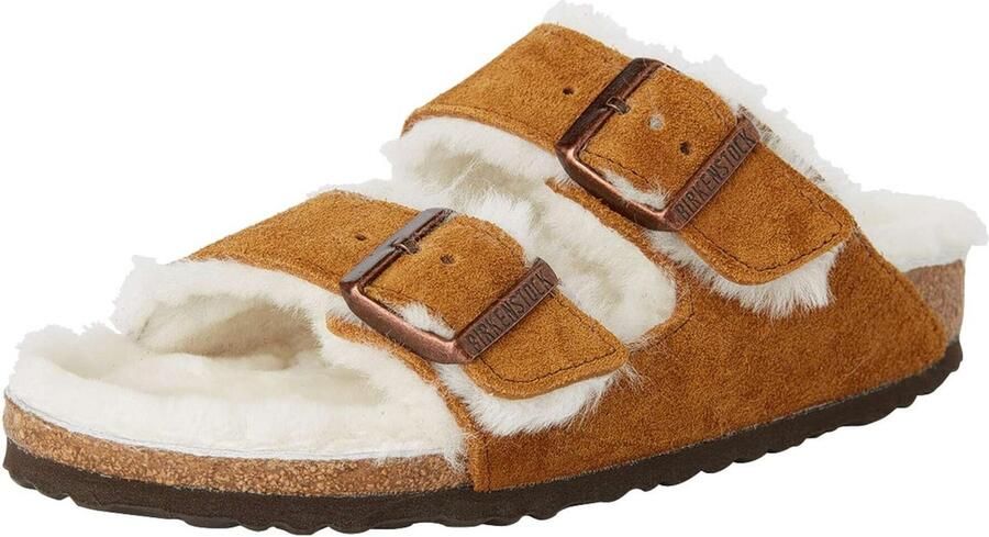 Birkenstock Arizona Shearling Slippers Mink Regular fit | Bruin | Suède