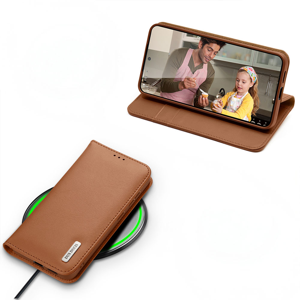 Samsung Galaxy S25 Edge Flip Wallet Cover Echtleder Tasche (RFID Schutz) - Braun