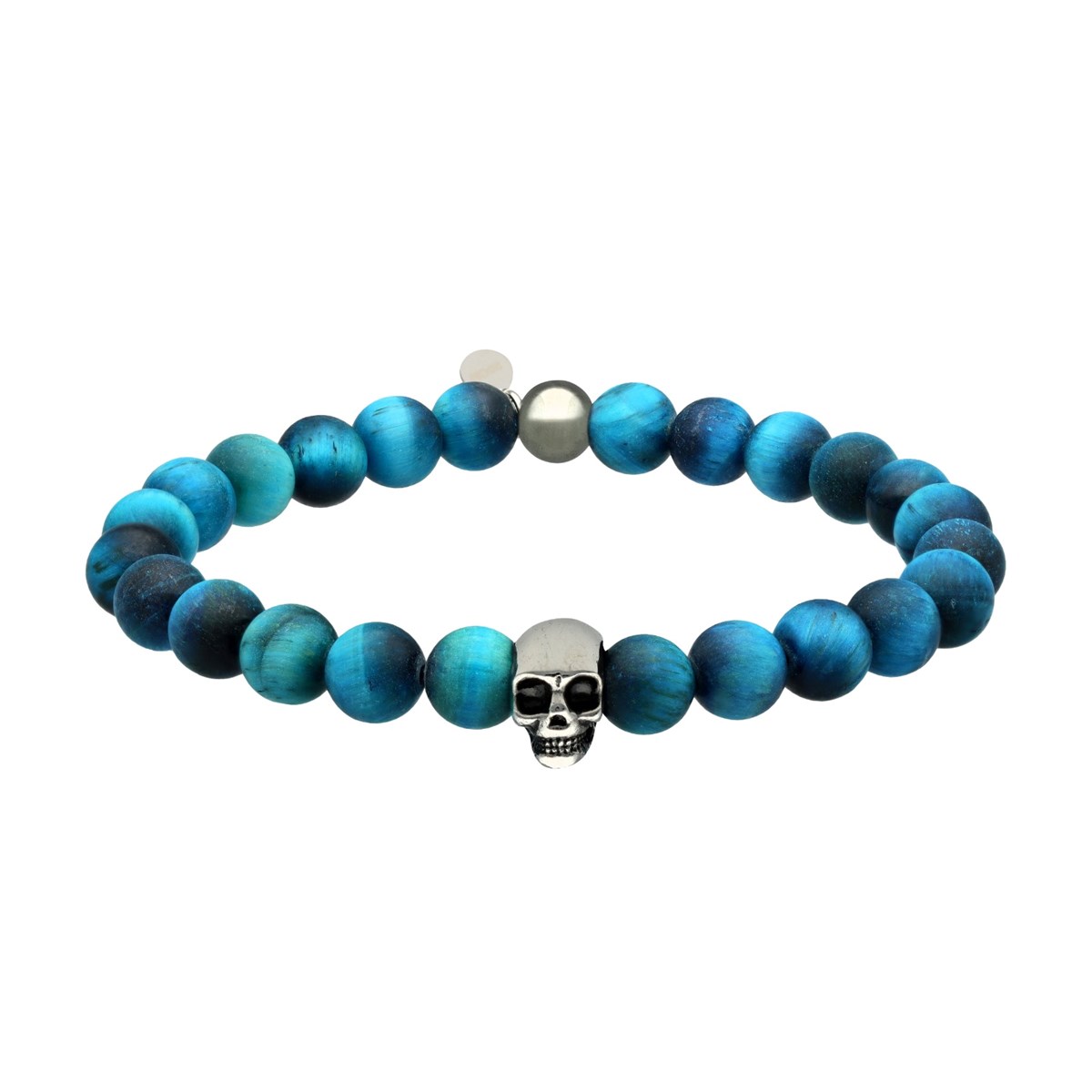 Bracelet Boules oeil De Tigre Bleu oeil De Faucon Pierres Naturelles Tête De Mort-Medium-18cm