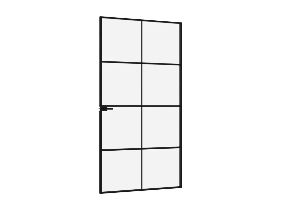 Porte d'intérieur Noir 102x201,5 cm Trempé verre aluminium fin