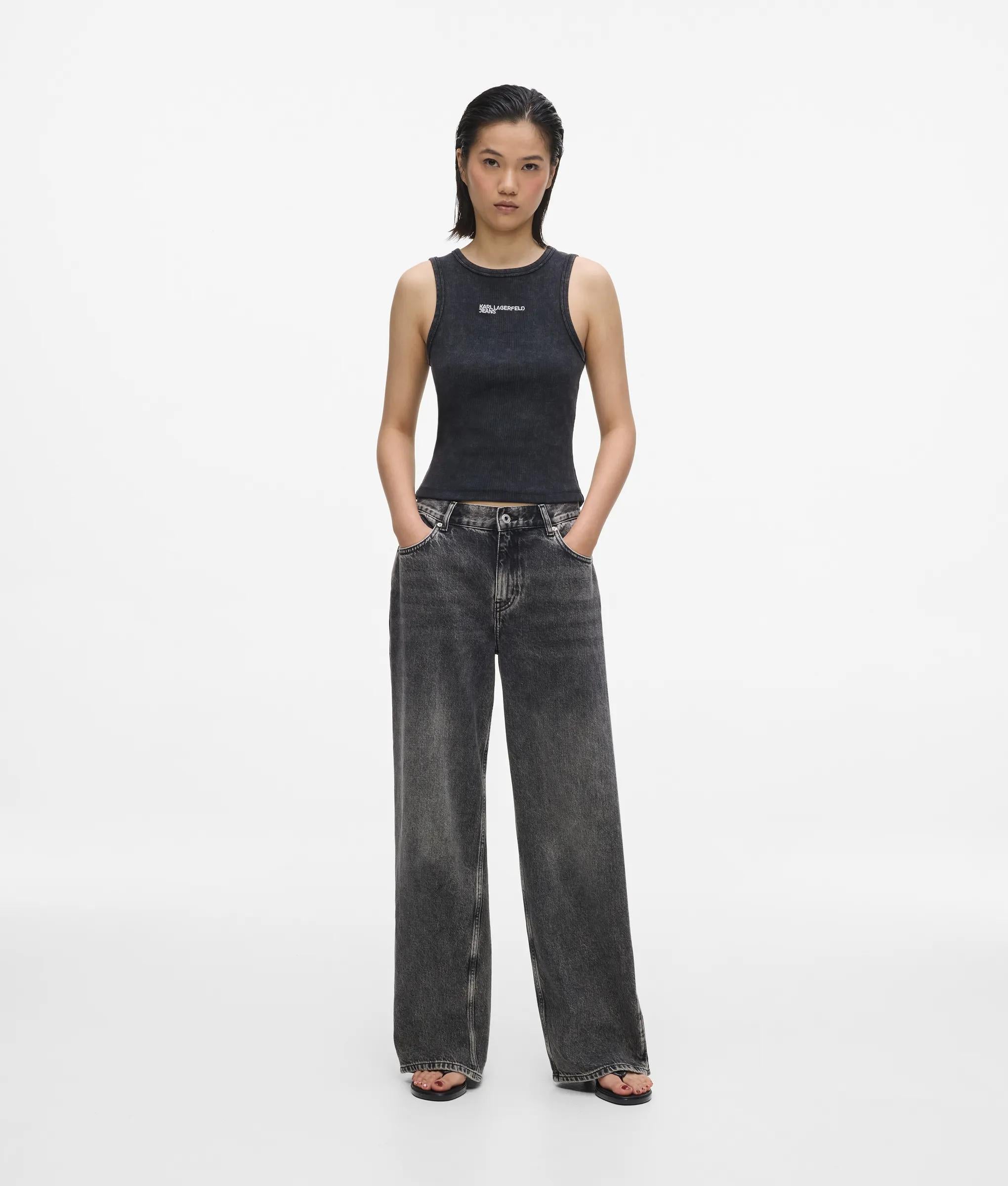Verwassen geribbelde tanktop
