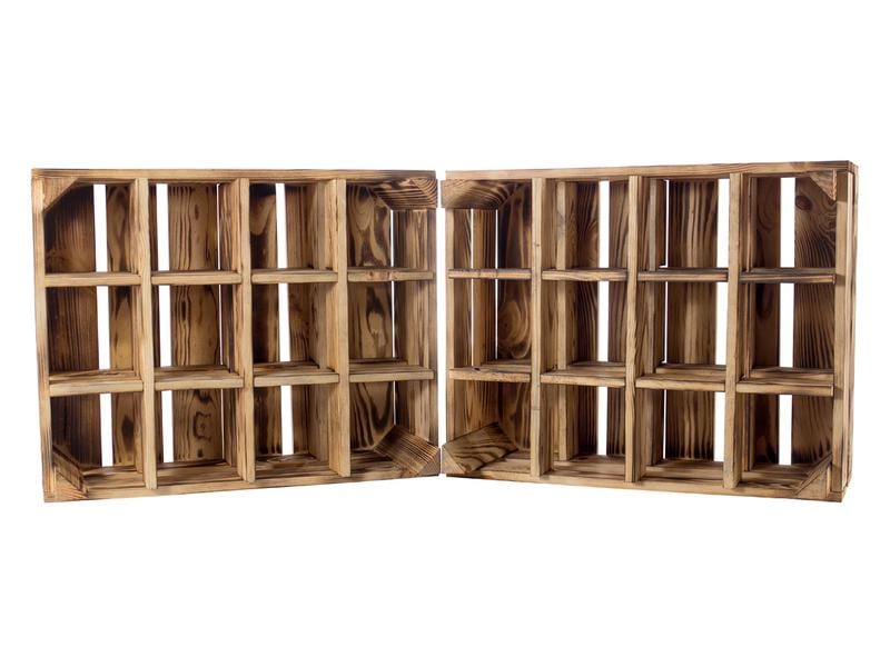 Holz Zollhaus Flaschenregal Vintage für 12 Flaschen, Kiefer Weinregal im Vintage Design