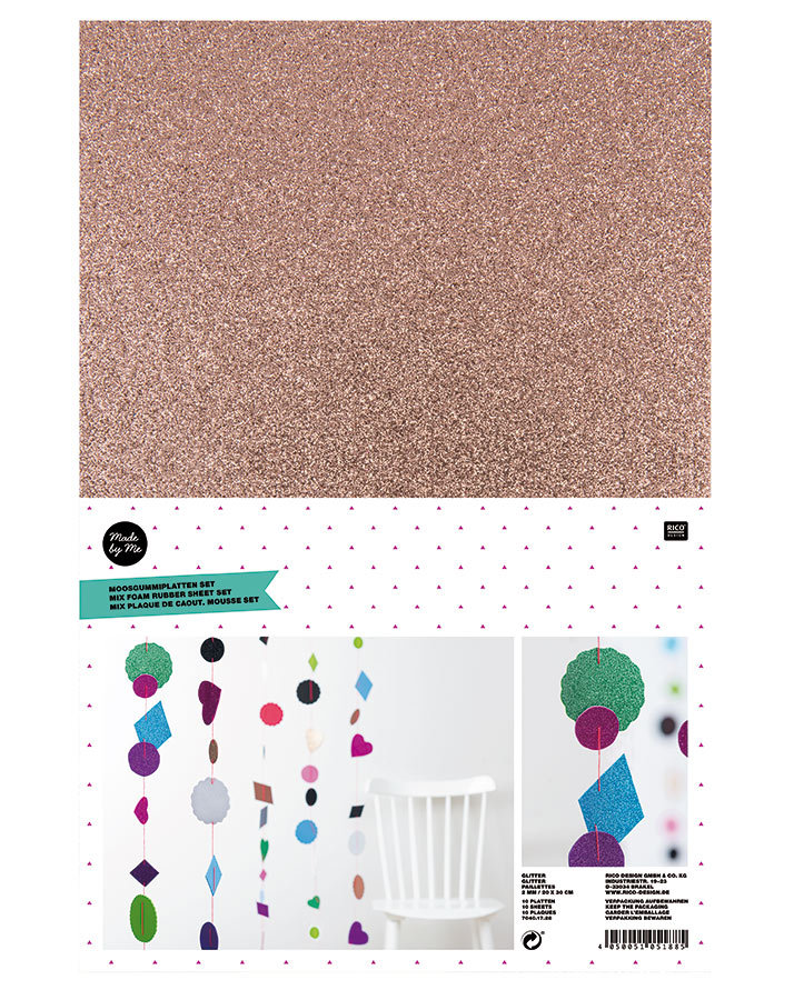 Moosgummiplatten FARBMIX GLITZER 10er-Pack in bunt