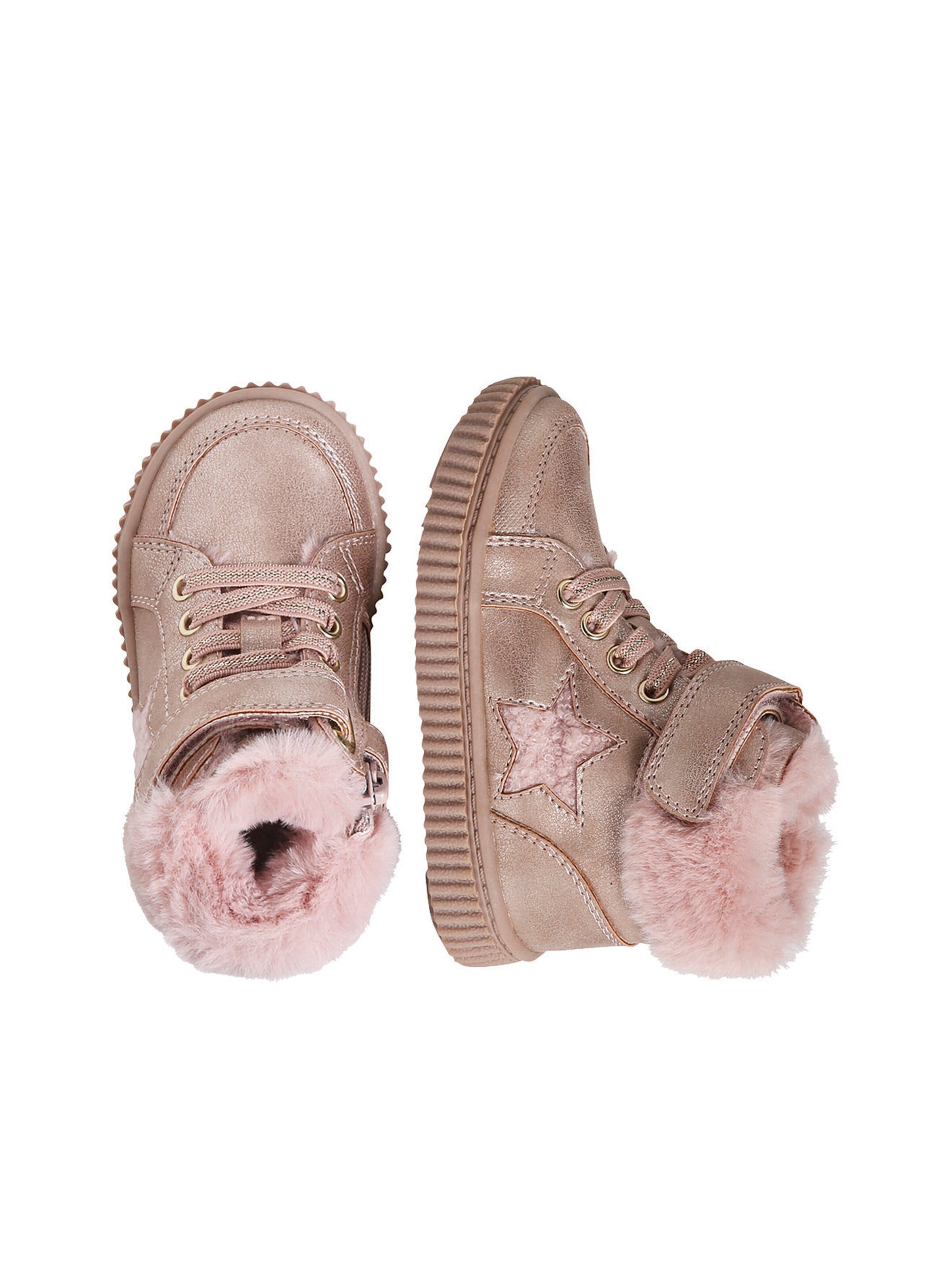 Vertbaudet Warme Baby Klett-Sneakers rosa nude