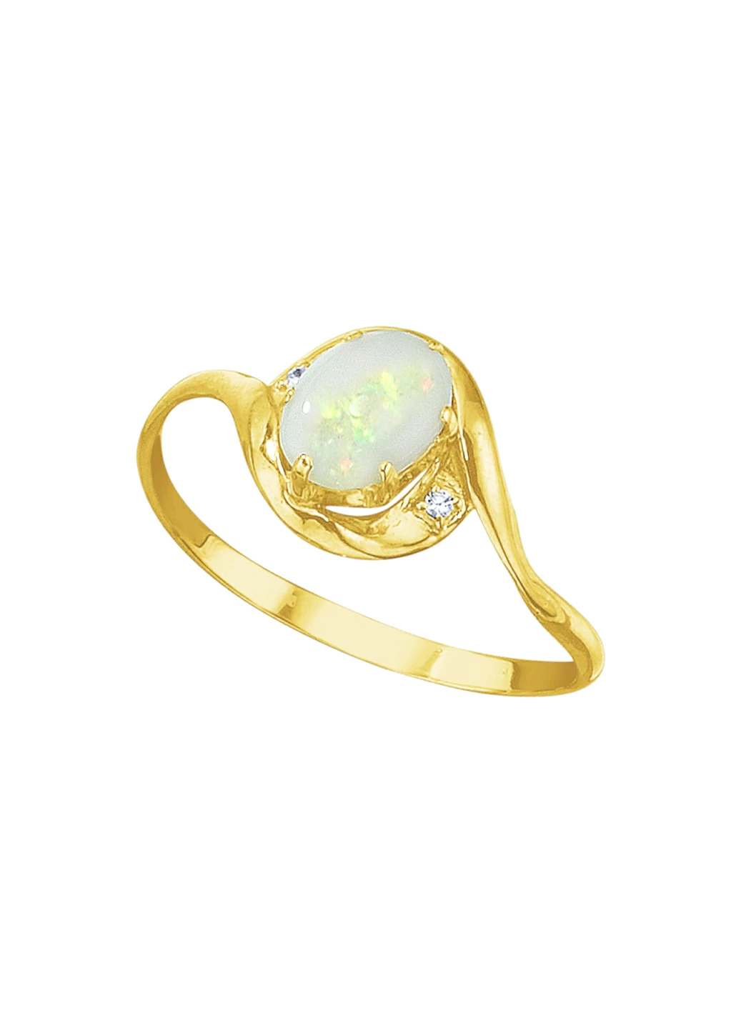 Damenring mit echt Opal und synth. Zirkonia